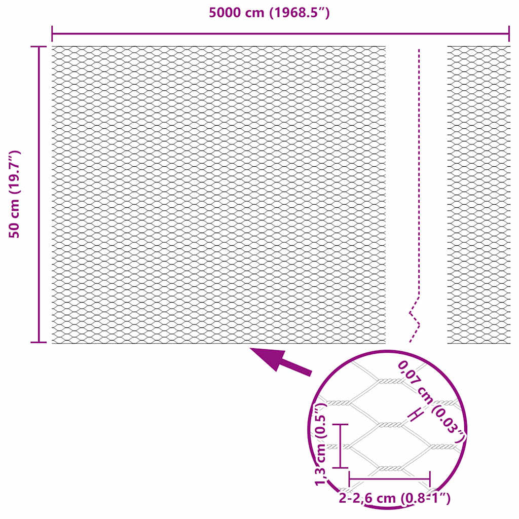 Heksagonalna ograda s stubom 50 x 0,5 m Čelik premazan PVC-om
