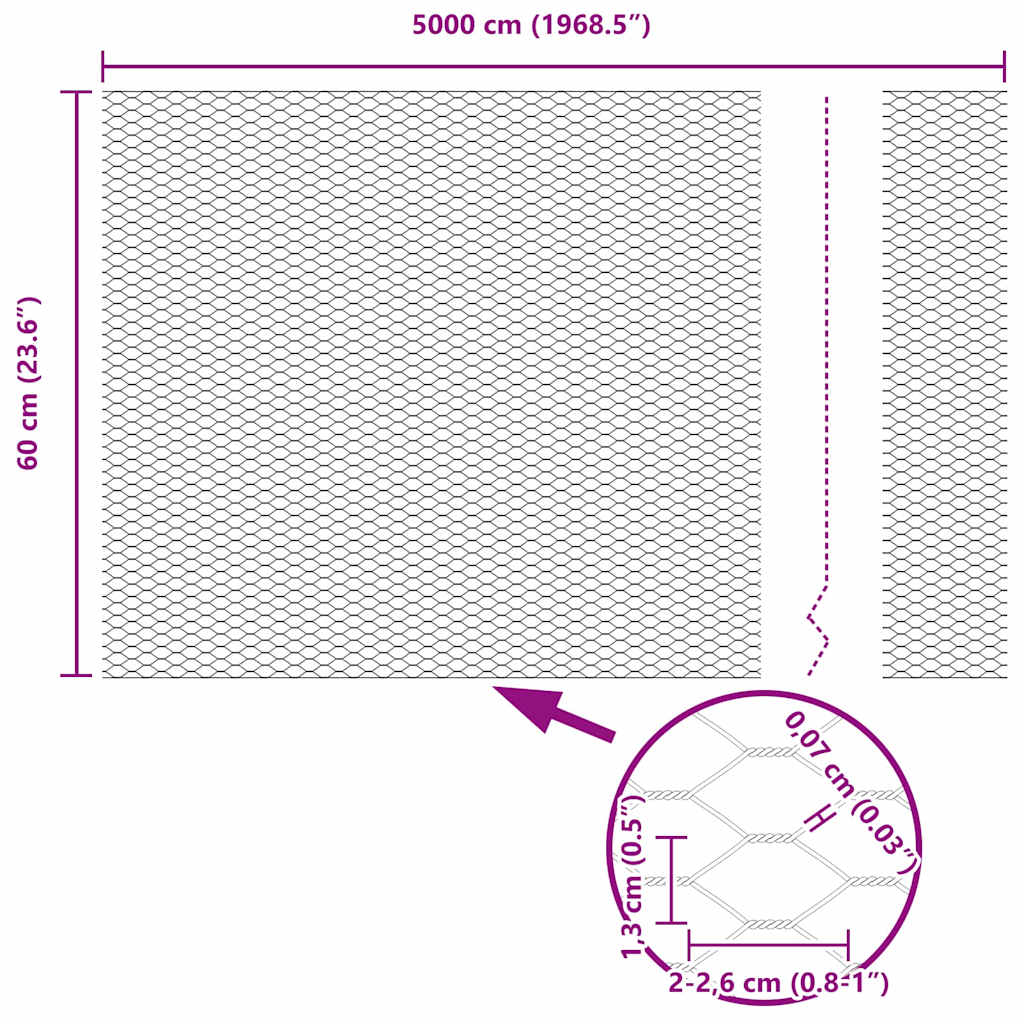 Heksagonalna ograda s stubom 50 x 0,6 m Čelik premazan PVC-om