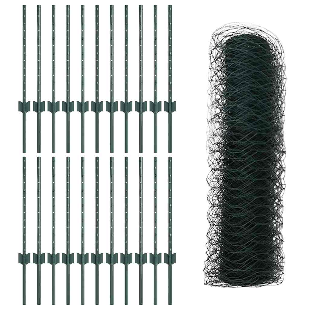 Heksagonalna ograda s stubom 50 x 0,6 m Čelik premazan PVC-om