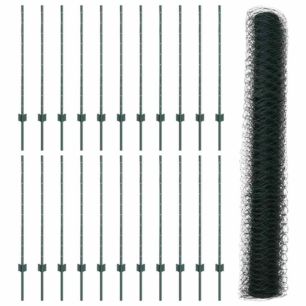 Heksagonalna ograda s stubom 50 x 1 m Čelik premazan PVC-om