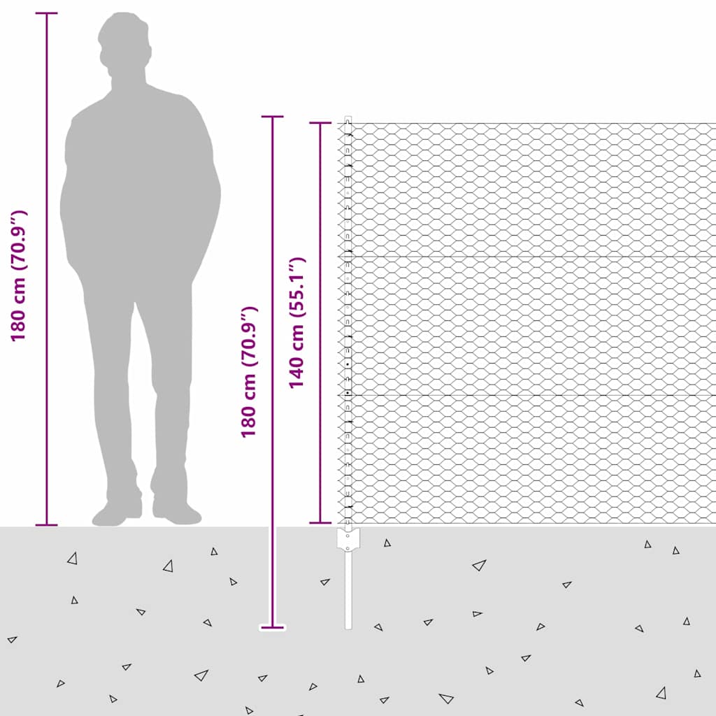 Zavarena žičana ograda 50 x 1,4 m (Š x V) Čelik premazan PVC-om