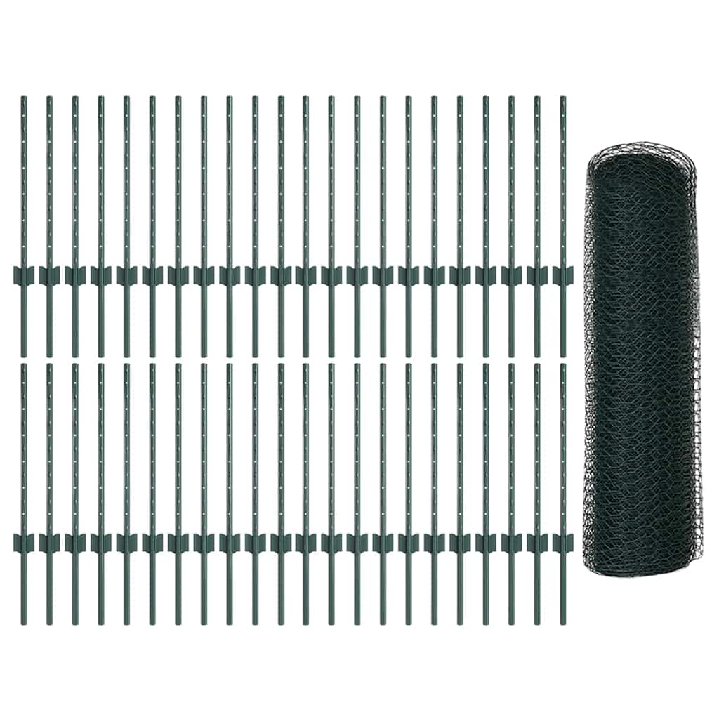 Heksagonalna ograda s stubom 100 x 0,5 m Čelik premazan PVC-om