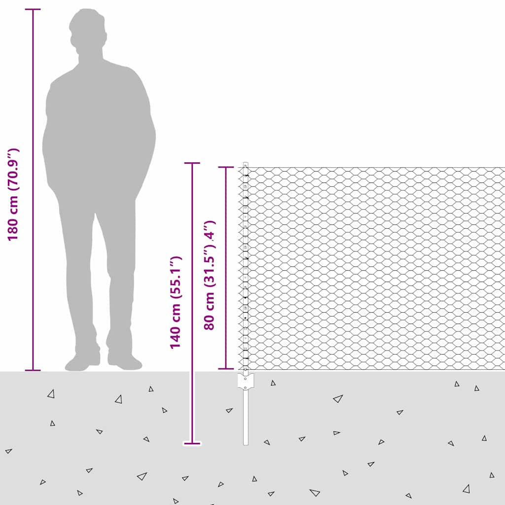 Zavarena žičana ograda 10 x 0,8 m (Š x V) Čelik premazan PVC-om