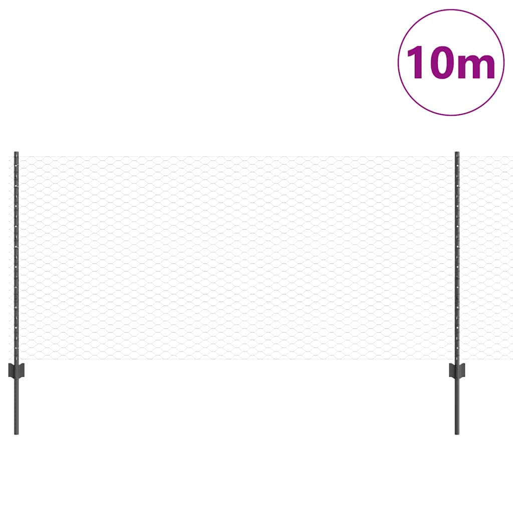 Heksagonalna ograda s stubom 10 x 0,8 m Čelik premazan PVC-om