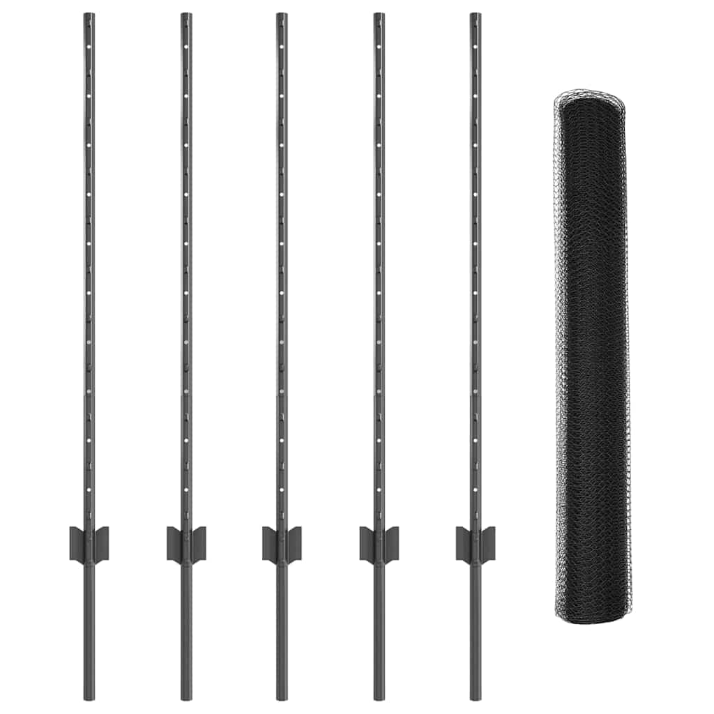 Heksagonalna ograda s stubom 10 x 1 m Čelik premazan PVC-om
