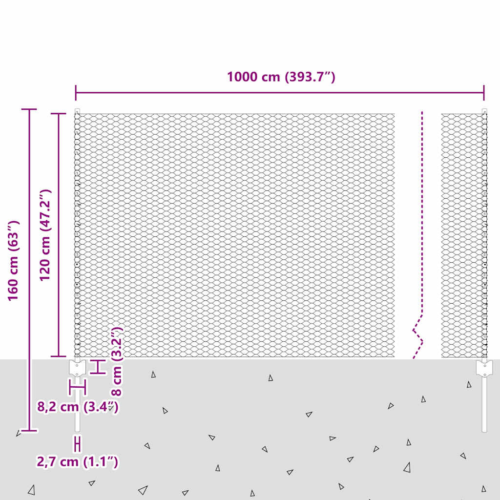 Heksagonalna ograda s stubom 10 x 1,2 m Čelik premazan PVC-om