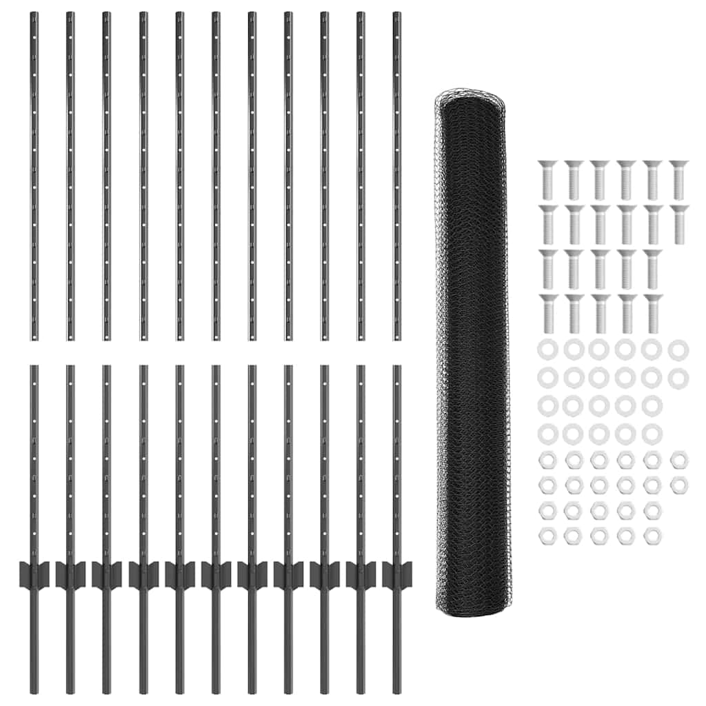 Heksagonalna ograda s stubom 25 x 1,2 m Čelik premazan PVC-om