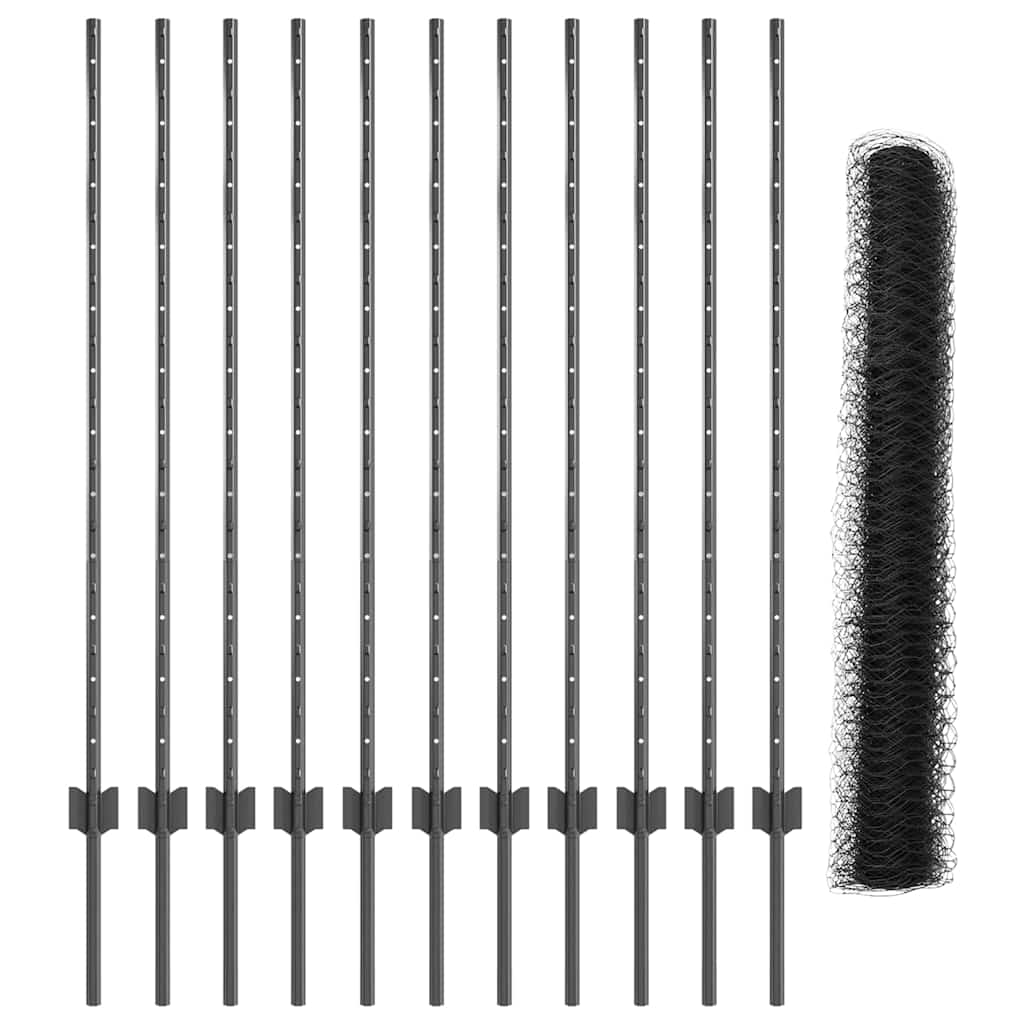 Heksagonalna ograda s stubom 25 x 1,2 m Čelik premazan PVC-om