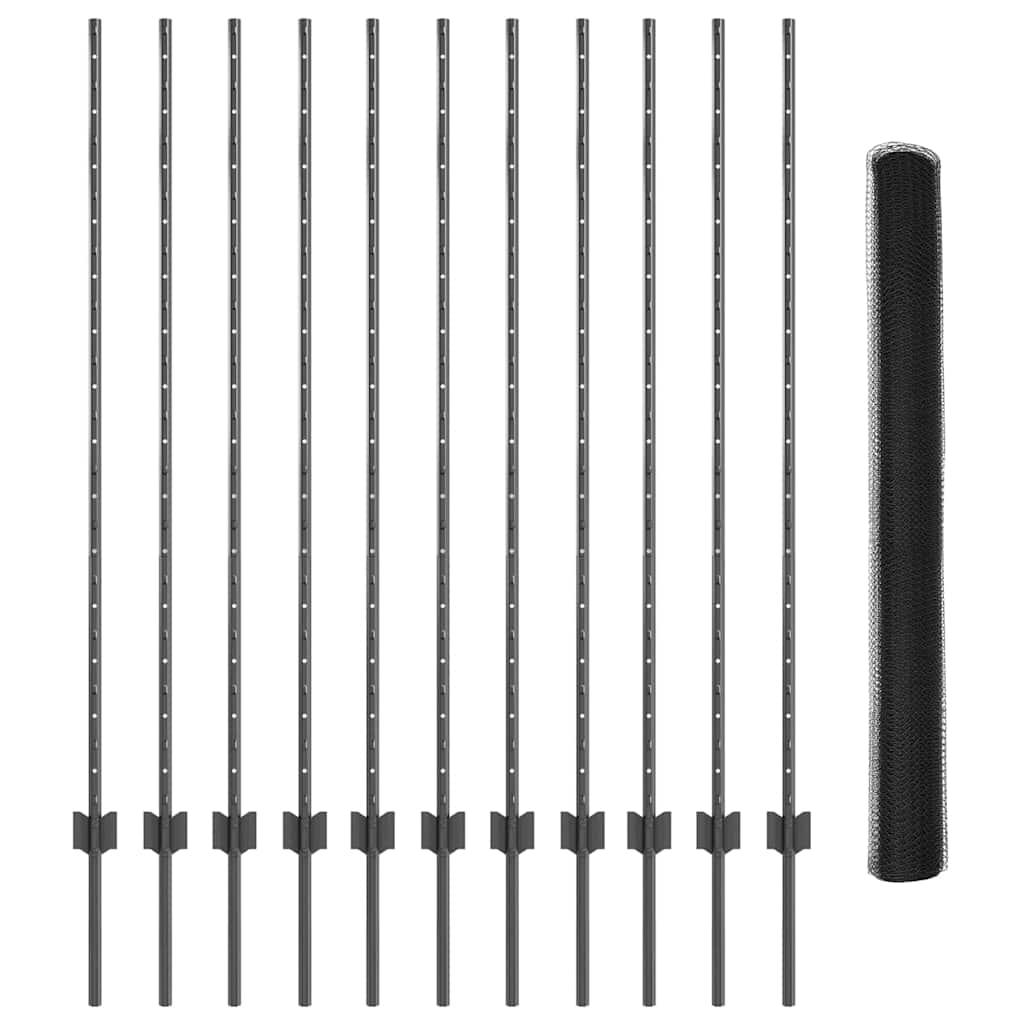 Heksagonalna ograda s stubom 25 x 1,4 m Čelik premazan PVC-om