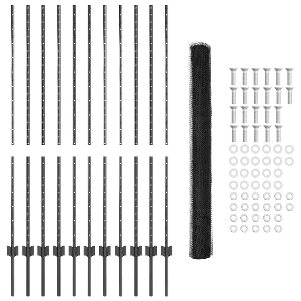 Heksagonalna ograda s stubom 25 x 1,4 m Čelik premazan PVC-om