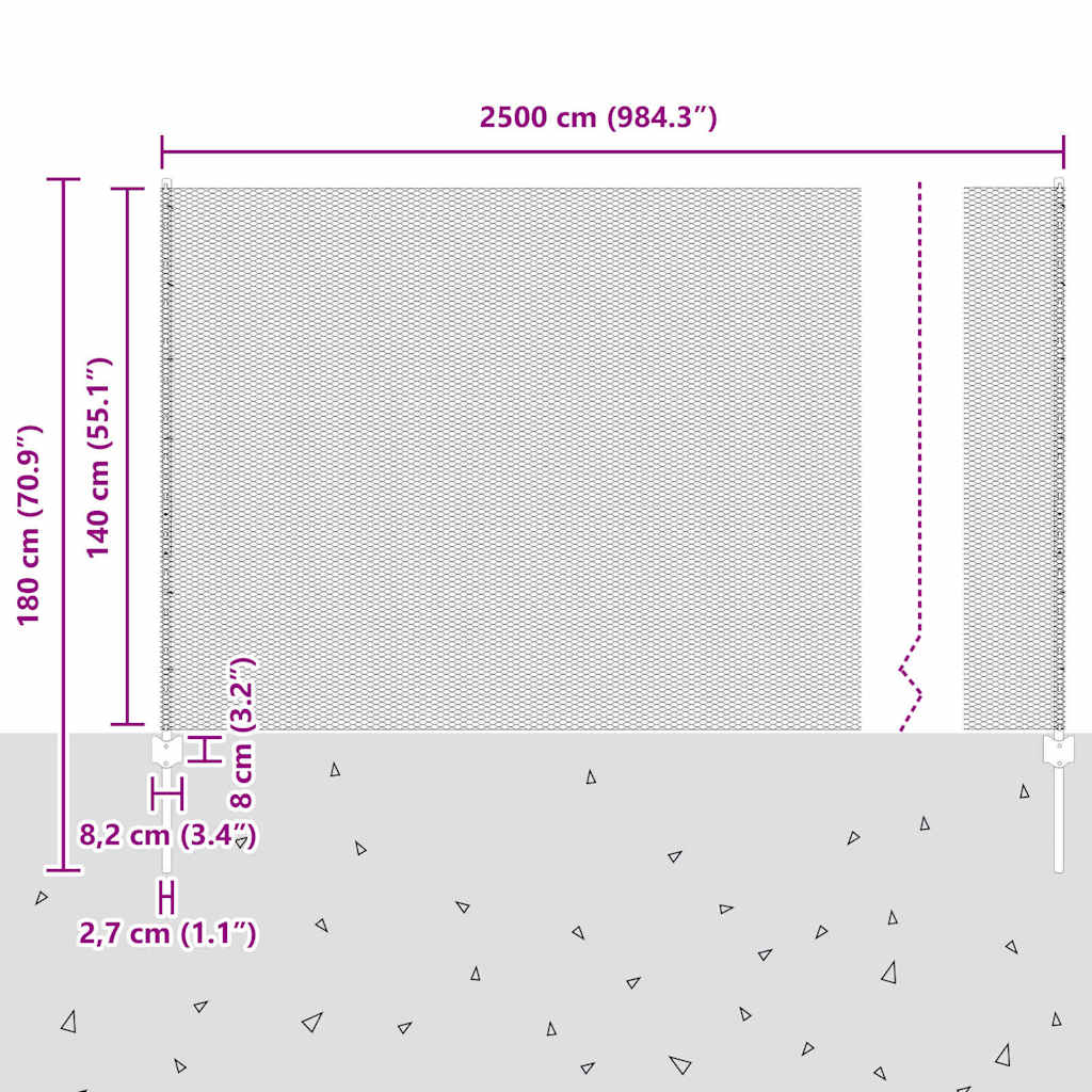 Heksagonalna ograda s stubom 25 x 1,4 m Čelik premazan PVC-om