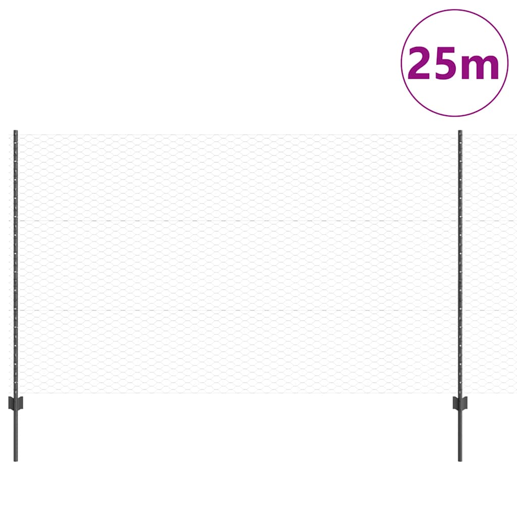 Heksagonalna ograda s stubom 25 x 1,4 m Čelik premazan PVC-om
