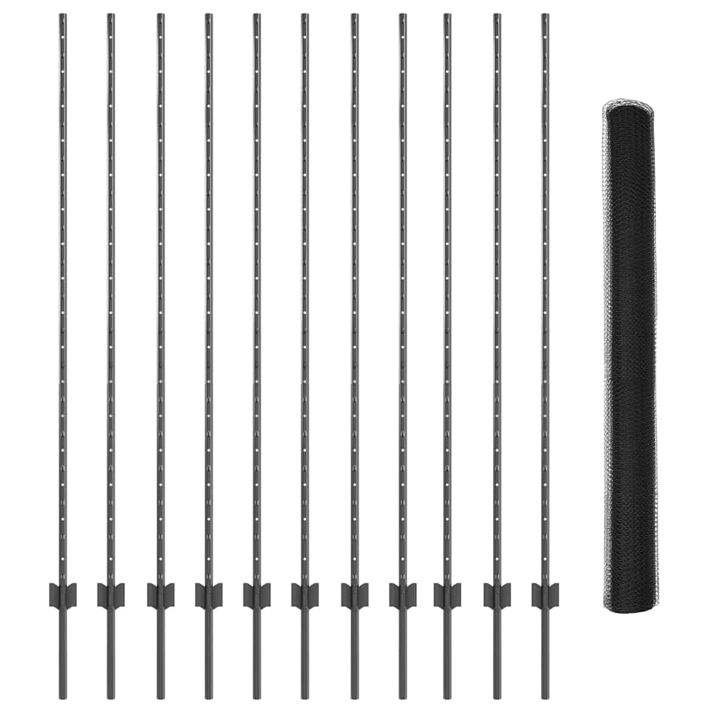 Heksagonalna ograda s stubom 25 x 1,6 m Čelik premazan PVC-om