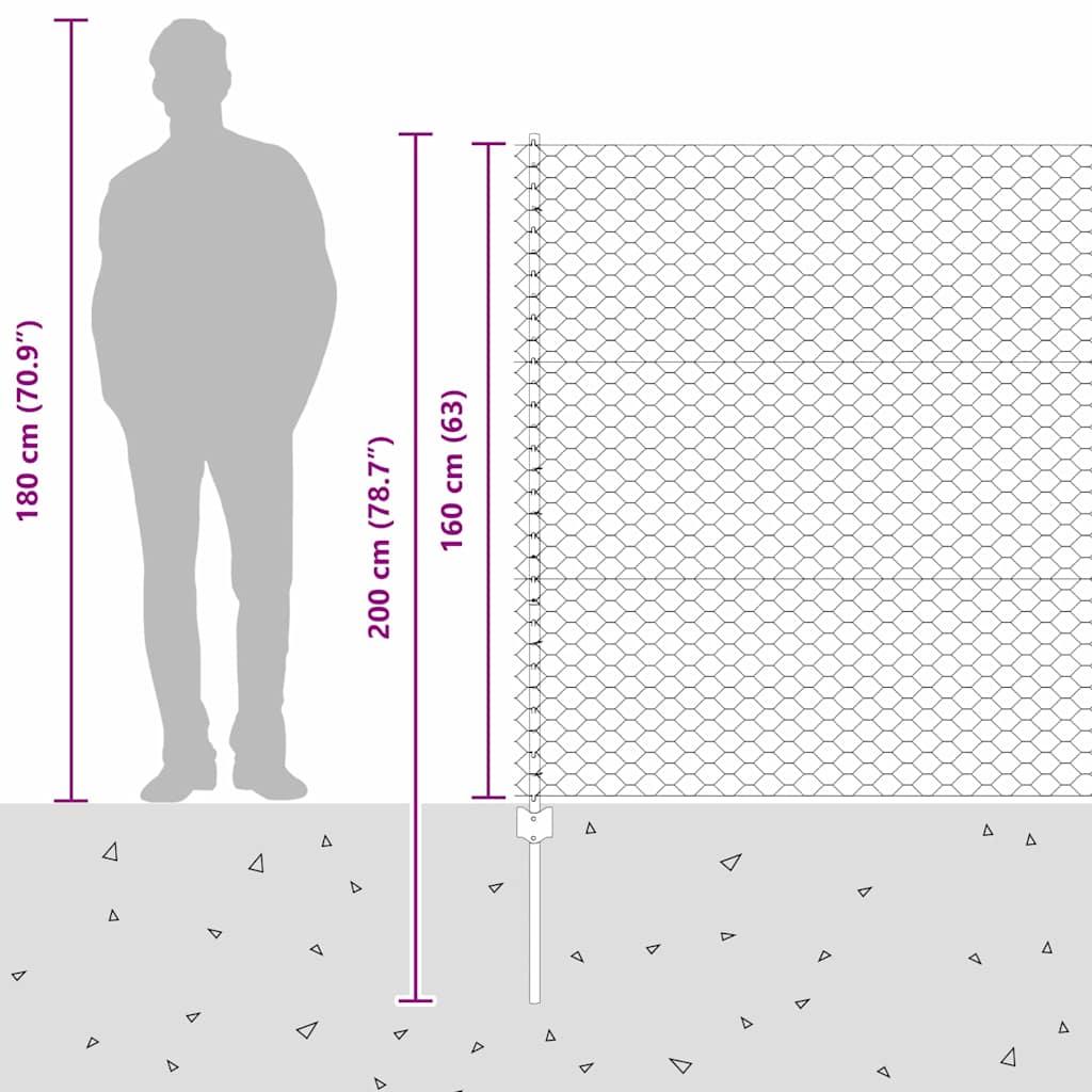 Heksagonalna ograda s stubom 25 x 1,6 m Čelik premazan PVC-om