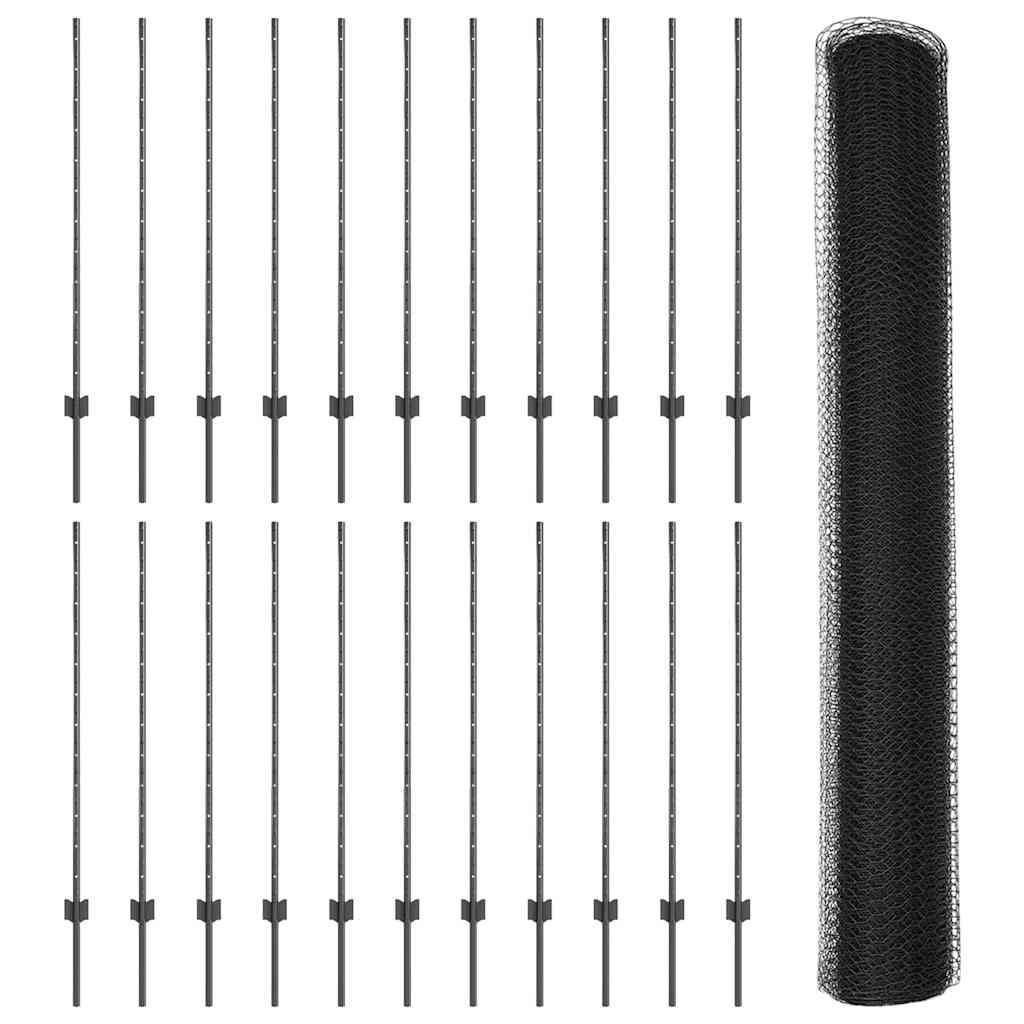 Heksagonalna ograda s stubom 50 x 1,2 m Čelik premazan PVC-om