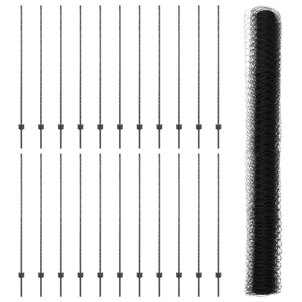 Heksagonalna ograda s stubom 50 x 1,6 m Čelik premazan PVC-om