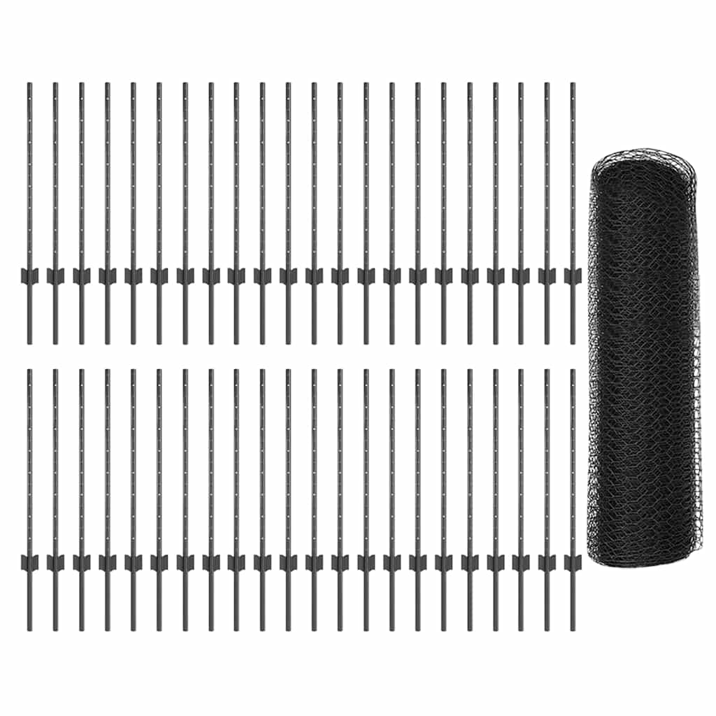 Heksagonalna ograda s stubom 100 x 0,8 m Čelik premazan PVC-om