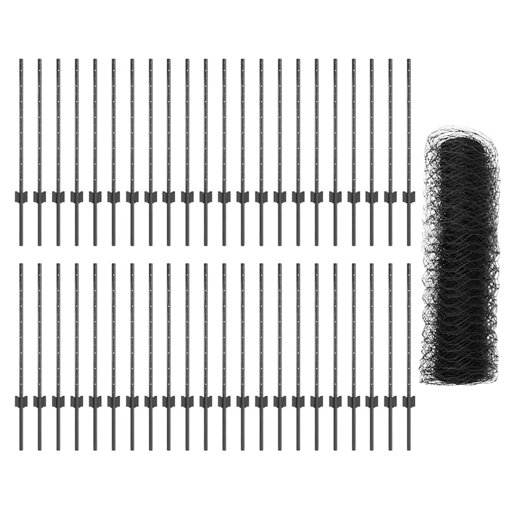 Heksagonalna ograda s stubom 100 x 0,8 m Čelik premazan PVC-om