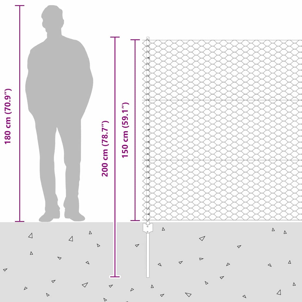 Heksagonalna ograda s stubom 100 x 1,5 m Čelik premazan PVC-om