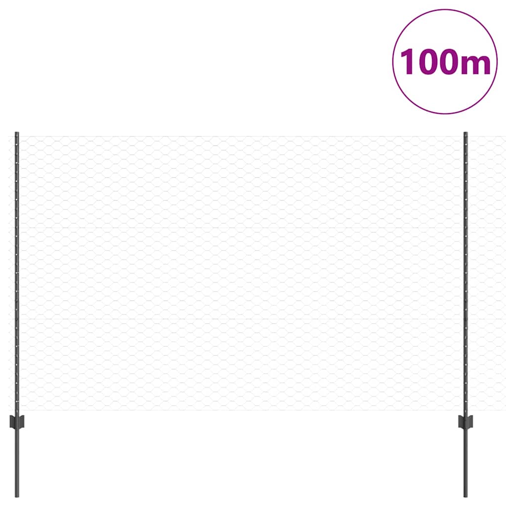 Heksagonalna ograda s stubom 100 x 1,5 m Čelik premazan PVC-om