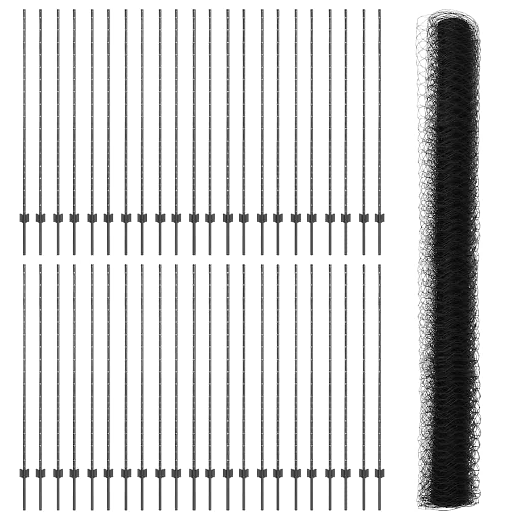 Heksagonalna ograda s stubom 100 x 1,6 m Čelik premazan PVC-om