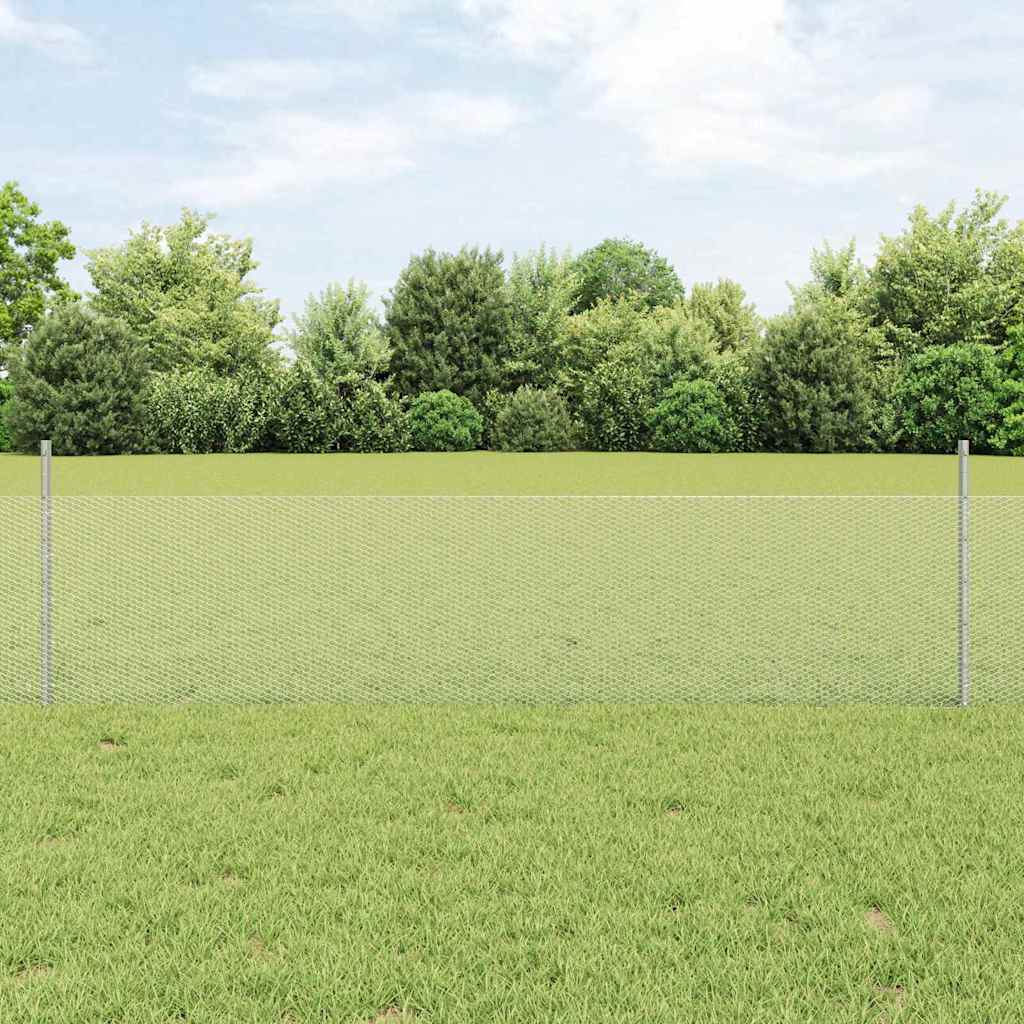 Heksagonalna ograda s stubom 10 x 0,5 m Pocinčani čelik Srebrna