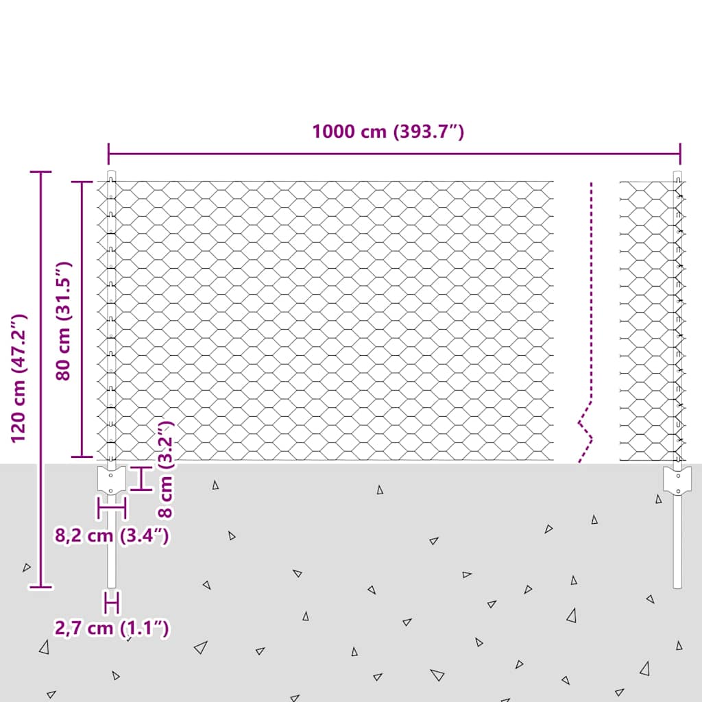 Zavarena žičana ograda 10 x 0,8 m (Š x V) Vruće pocinčani čelik
