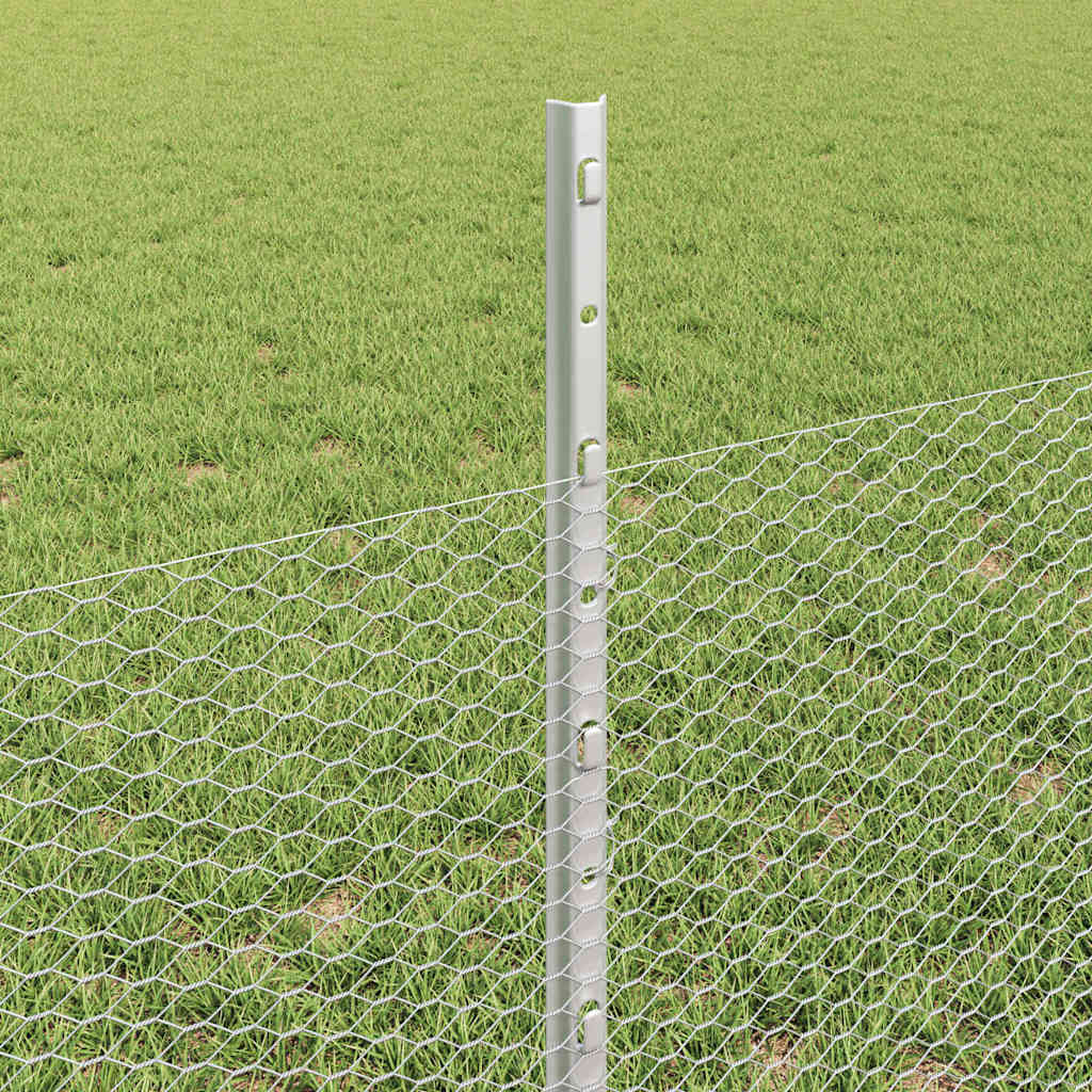 Heksagonalna ograda s stubom 25 x 0,5 m Pocinčani čelik Srebrna