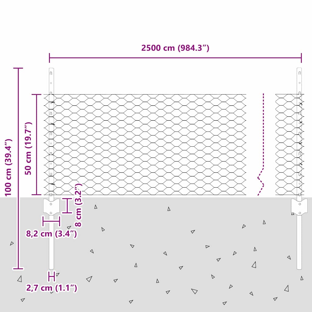 Zavarena žičana ograda 25 x 0,5 m (Š x V) Vruće pocinčani čelik
