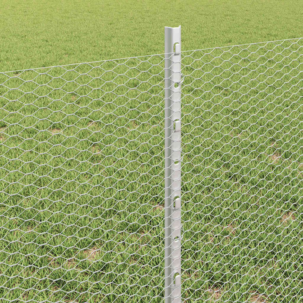 Heksagonalna ograda s stubom 25 x 0,6 m Pocinčani čelik Srebrna