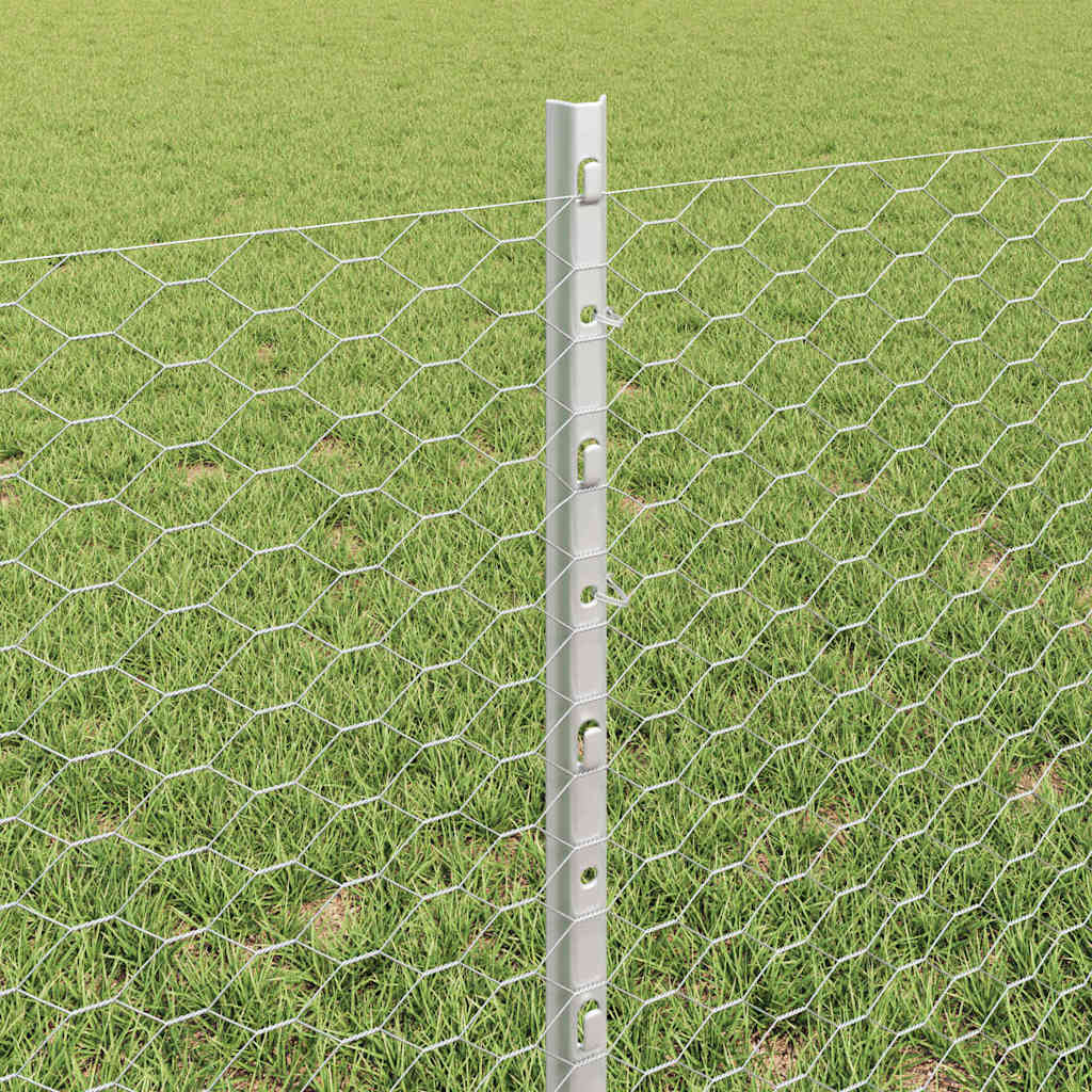 Heksagonalna ograda s stubom 25 x 0,6 m Pocinčani čelik Srebrna