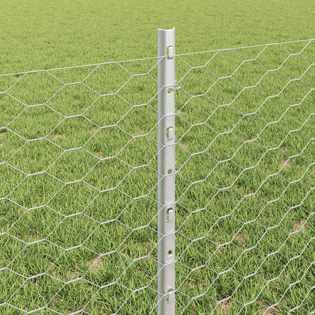 Heksagonalna ograda s stubom 25 x 0,6 m Pocinčani čelik Srebrna