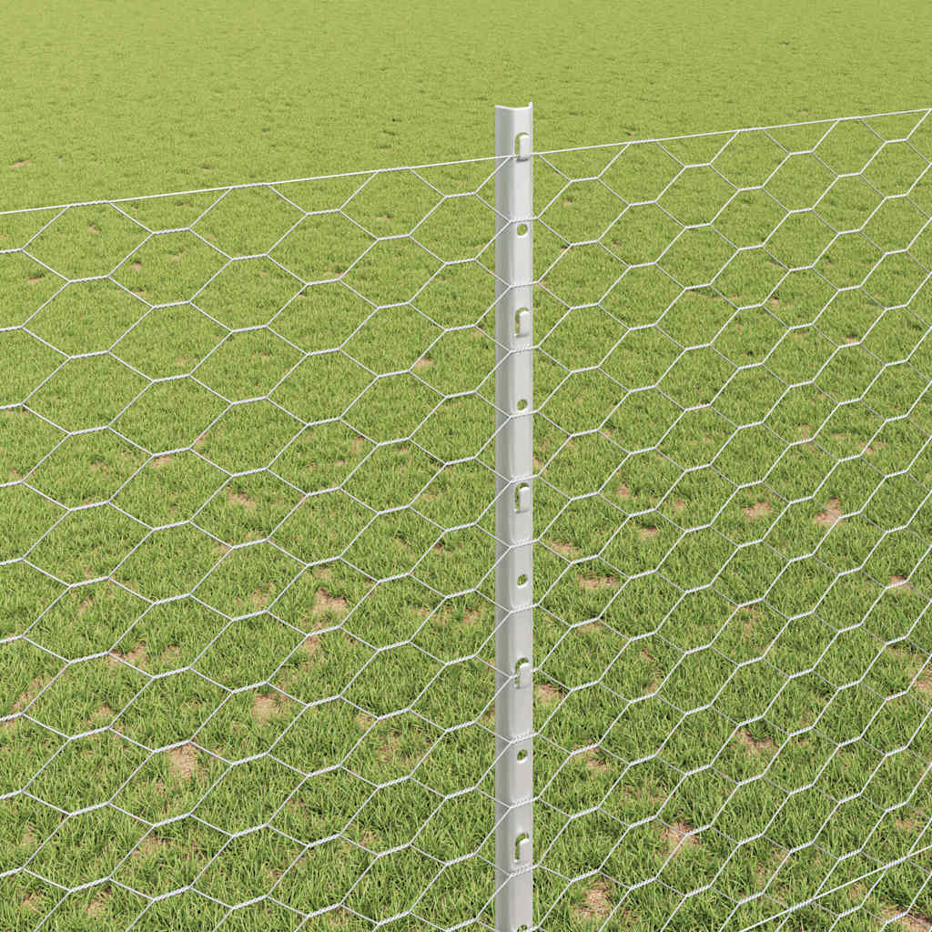 Heksagonalna ograda s stubom 25 x 1,5 m Pocinčani čelik Srebrna