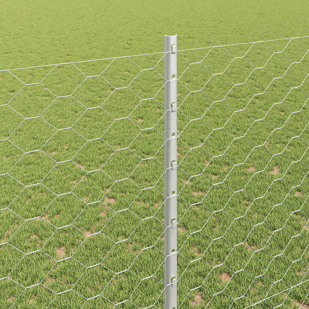 Heksagonalna ograda s stubom 25 x 1,5 m Pocinčani čelik Srebrna