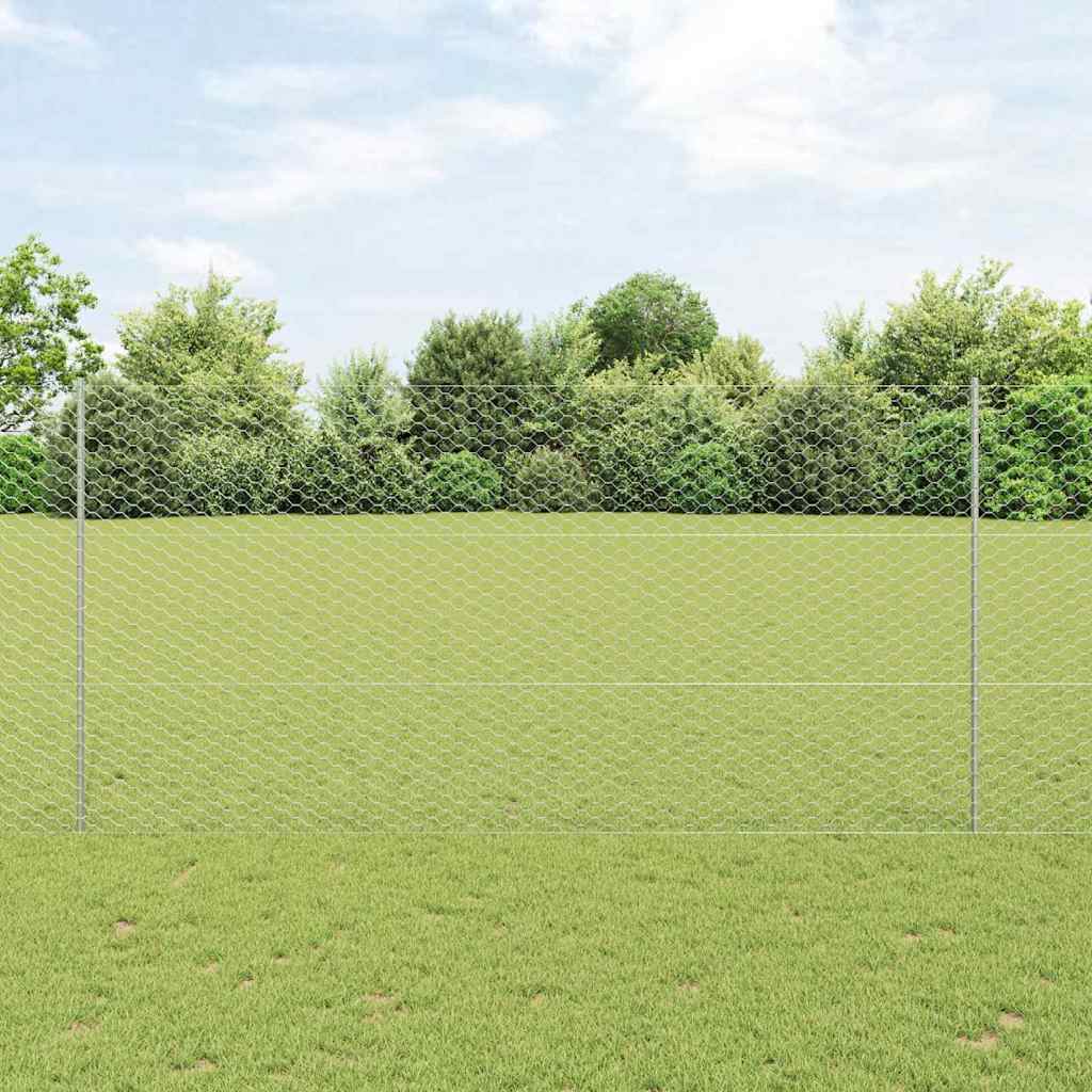 Heksagonalna ograda s stubom 25 x 1,5 m Pocinčani čelik Srebrna