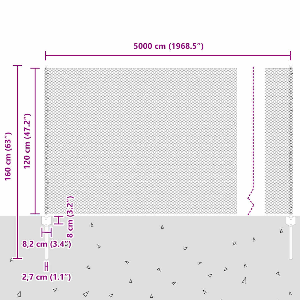 Heksagonalna ograda s stubom 50 x 1,2 m Pocinčani čelik Srebrna