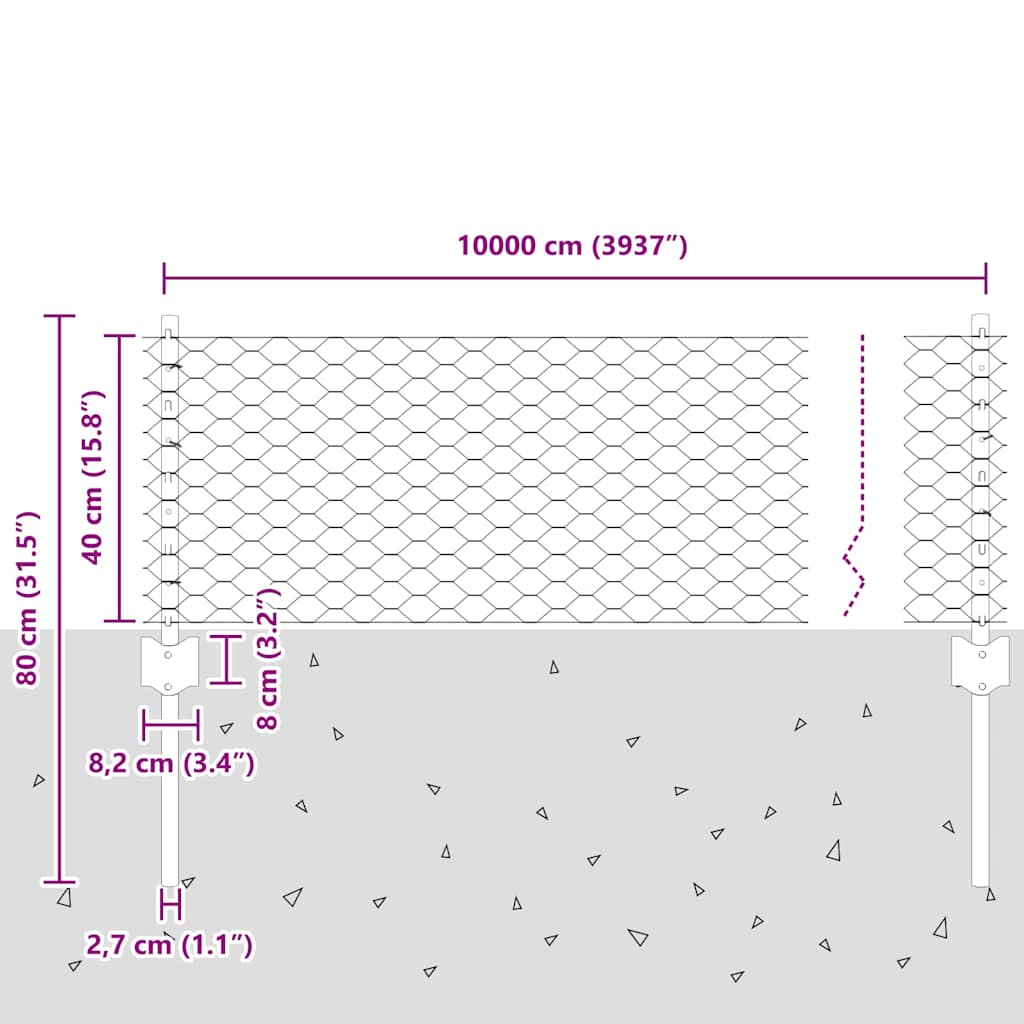 Zavarena žičana ograda 100 x 0,4 m (Š x V)