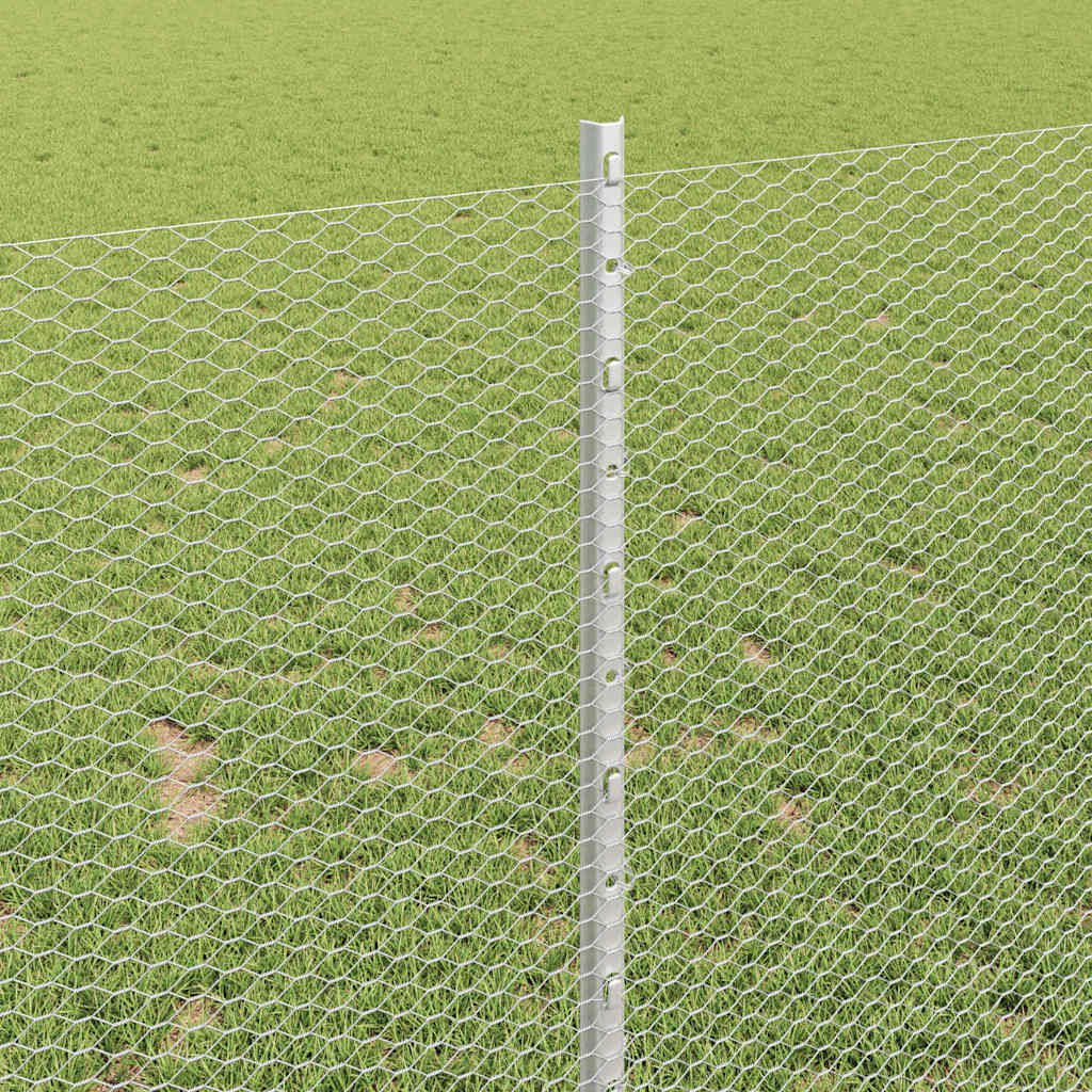 Heksagonalna ograda s stubom 100 x 1 m Pocinčani čelik Srebrna