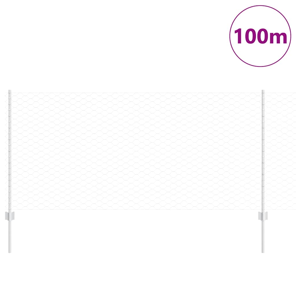 Heksagonalna ograda s stubom 100 x 1 m Pocinčani čelik Srebrna