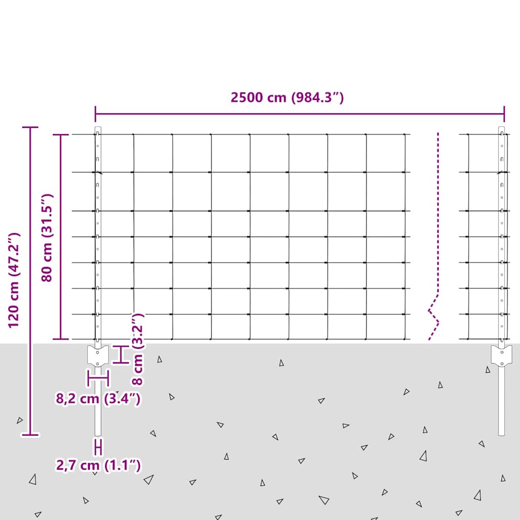 Divlja Ograde s Stupovima 25 x 0,8 m (Š x V)