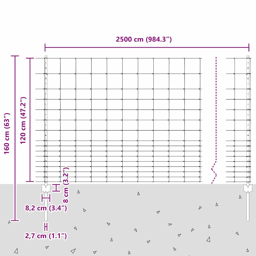 Divlja Ograde s Stupovima 25 x 1,2 m (Š x V)