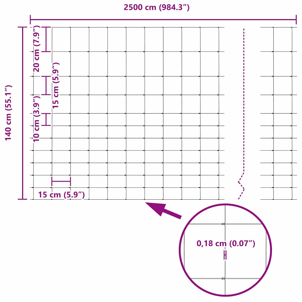 Divlja Ograde s Stupovima 25 x 1,4 m (Š x V)