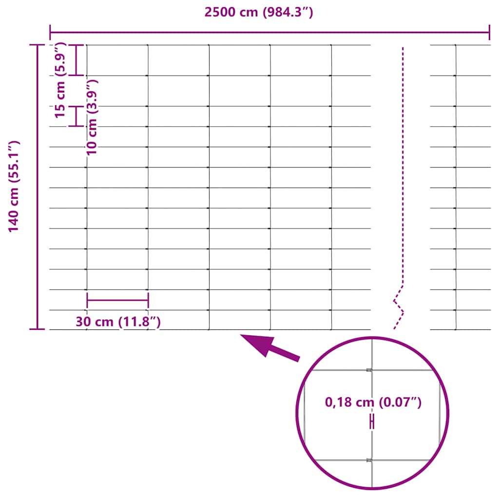 Divlja Ograde s Stupovima 25 x 1,4 m (Š x V)
