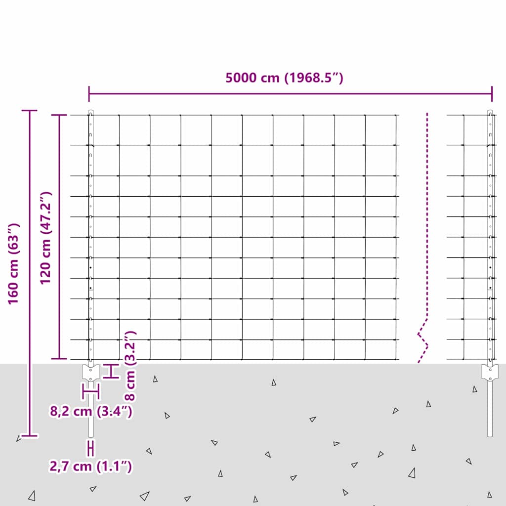 Vanjska divlja ograda s stupovima 50 x 1,2 m Pocinčani čelik