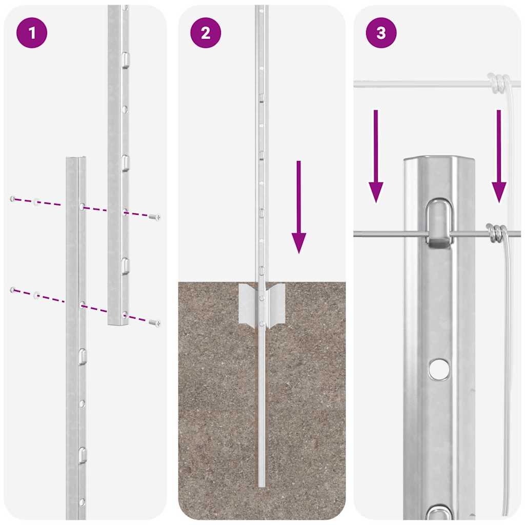 Vanjska divlja ograda s stupovima 50 x 1,2 m Pocinčani čelik