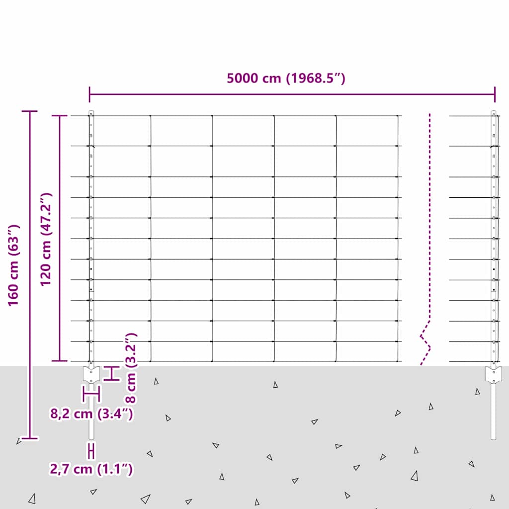 Vanjska divlja ograda s stupovima 50 x 1,2 m Pocinčani čelik
