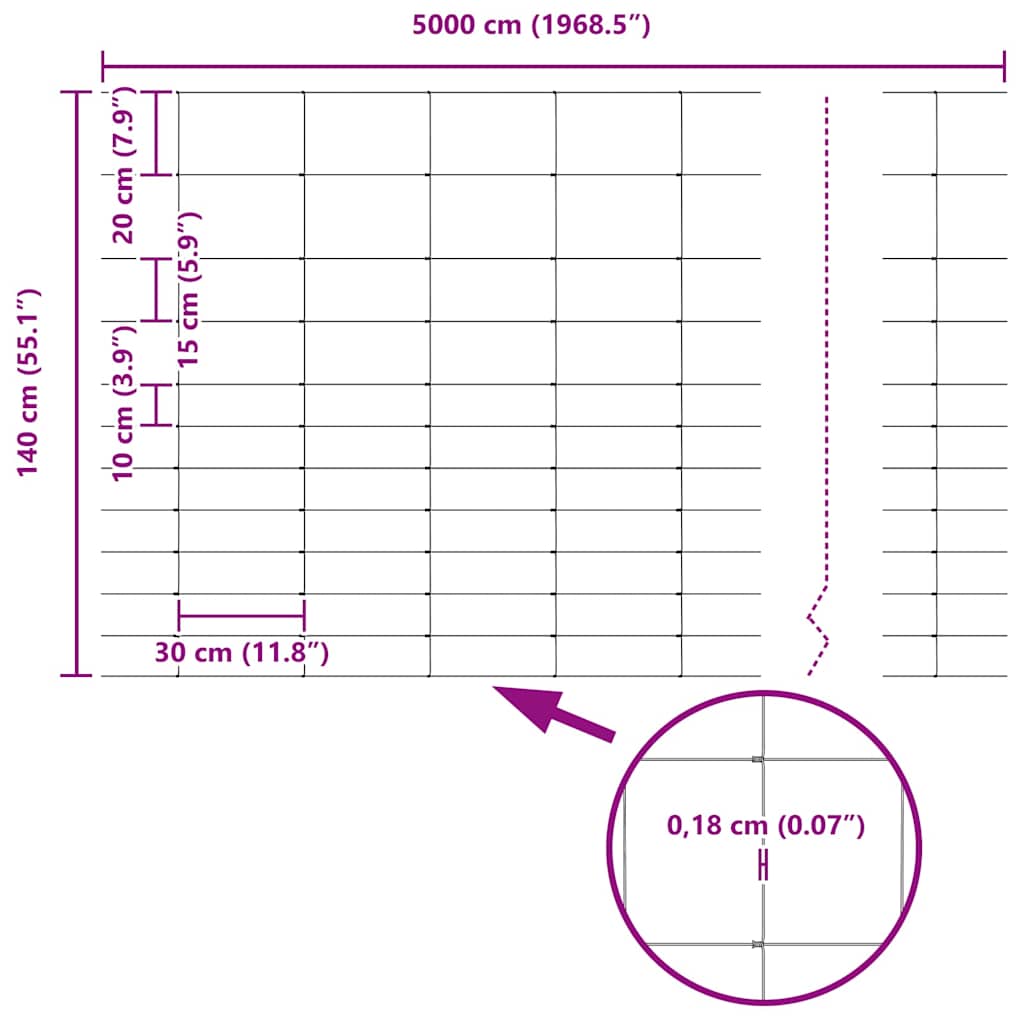 Divlja Ograde s Stupovima 50 x 1,4 m (Š x V)