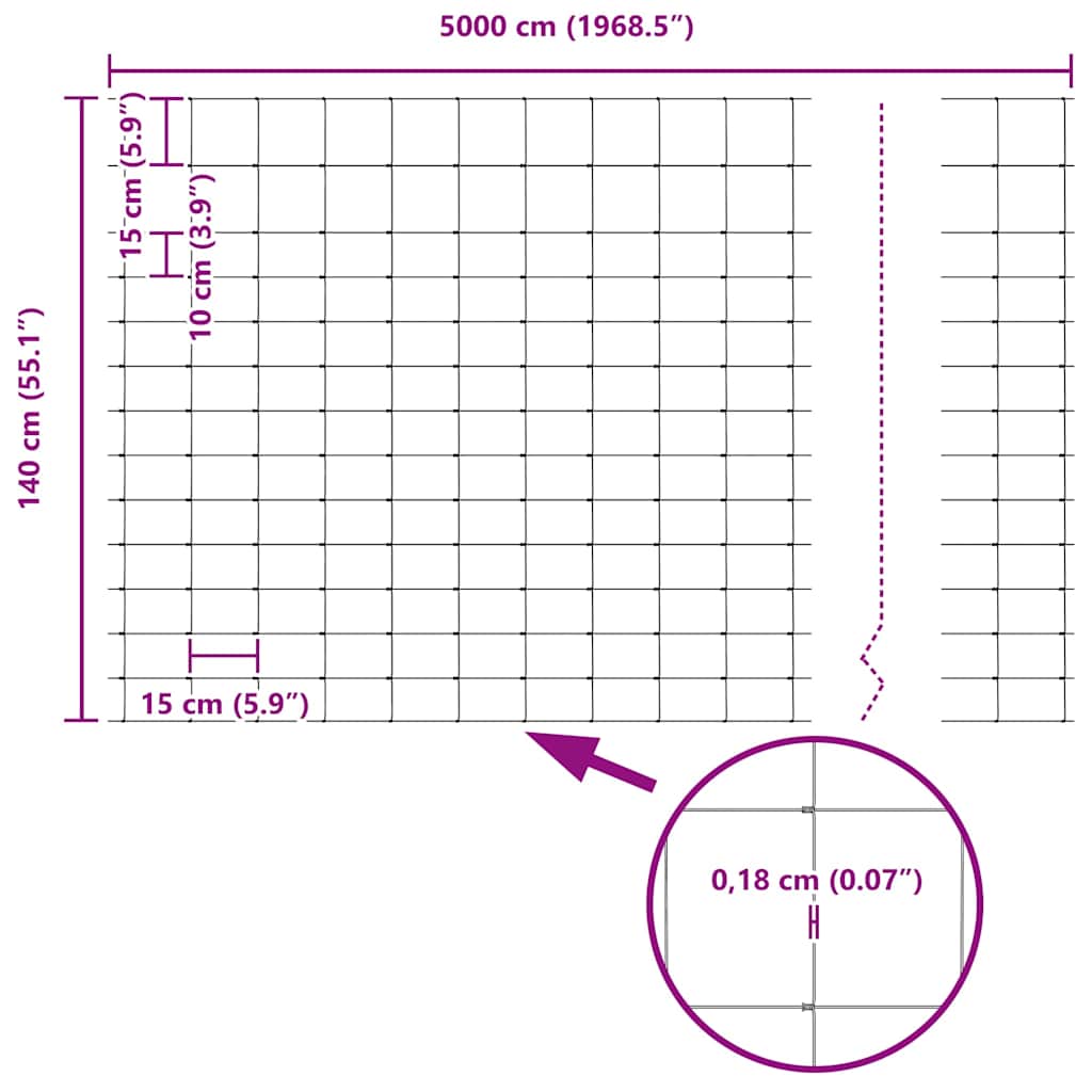 Divlja Ograde s Stupovima 50 x 1,4 m (Š x V)