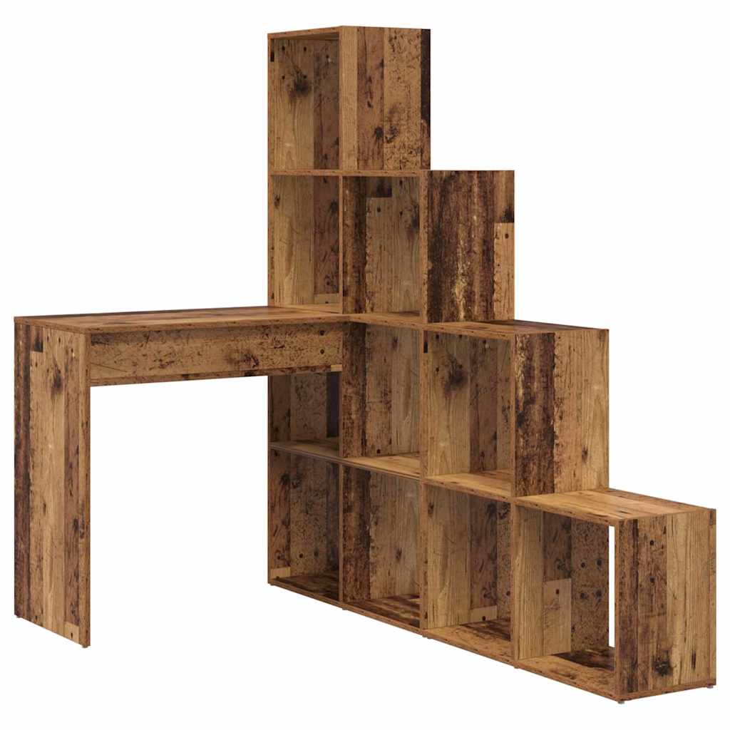 Kutni stol s policom Staro drvo 101,5 x 149,5 x 149,5 cm