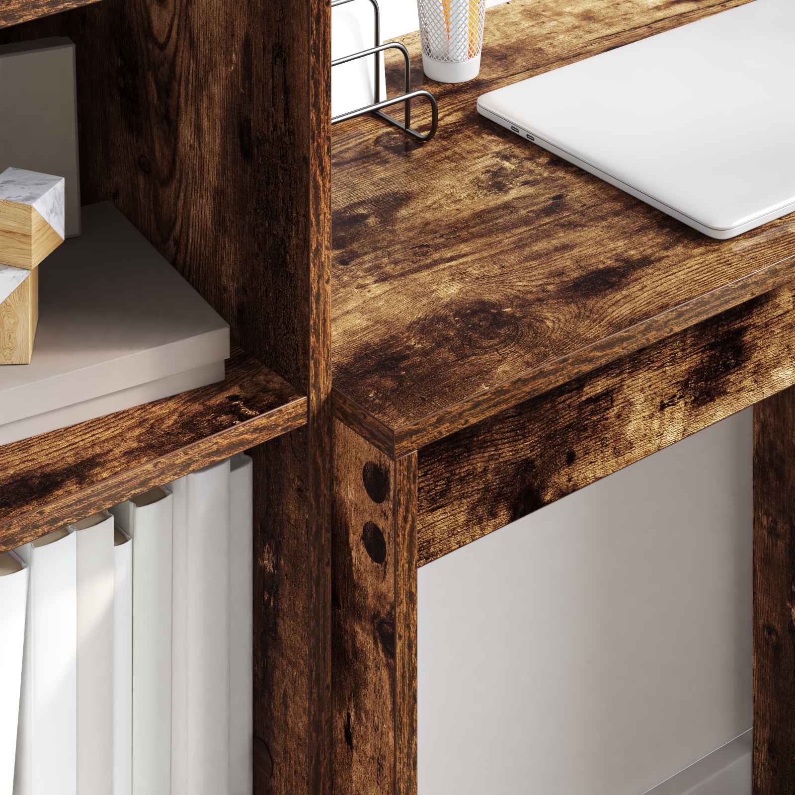 Stol s ladicama s policom s pohranom 2 pcs Dimljeni hrast